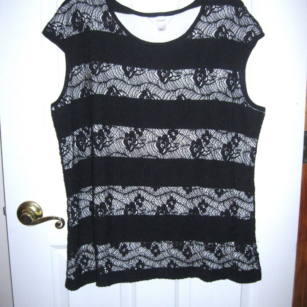 Cj Banks 1X Black And White Tank Top